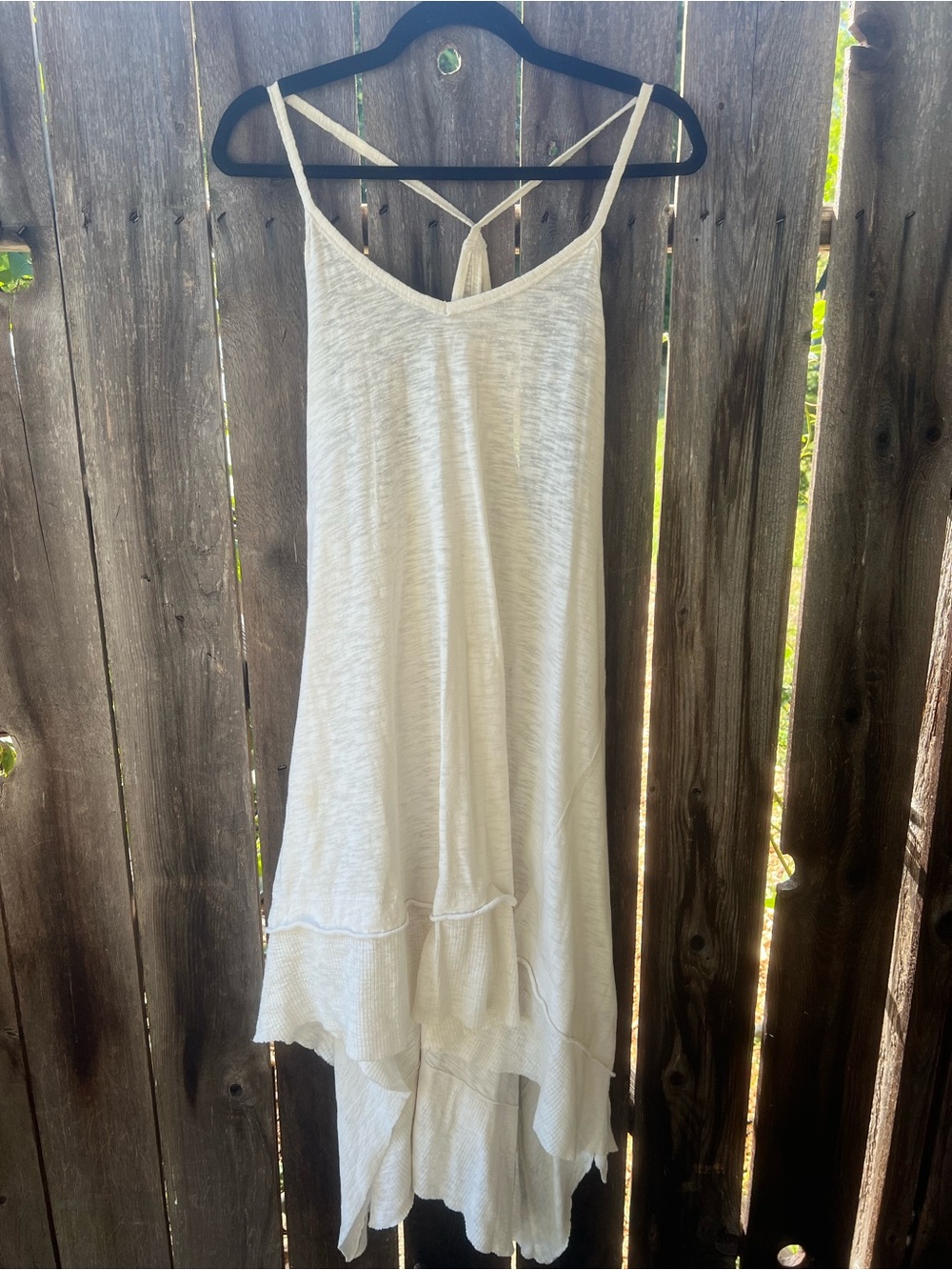 Free people ivory Ruffle Hem Spaghetti Strap Sundress